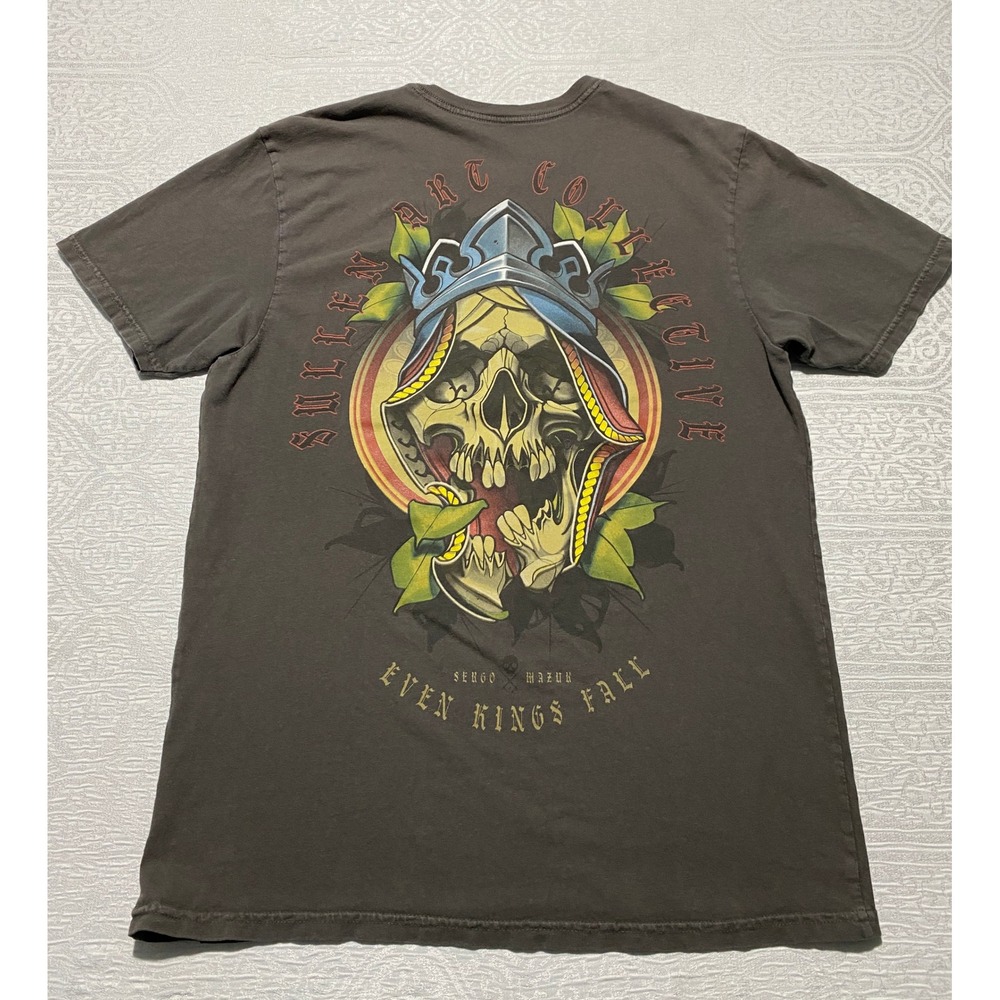 Sullen Art Collective Mens Large Even Kings Fall Sergio Mazur Skull Graphic Tee